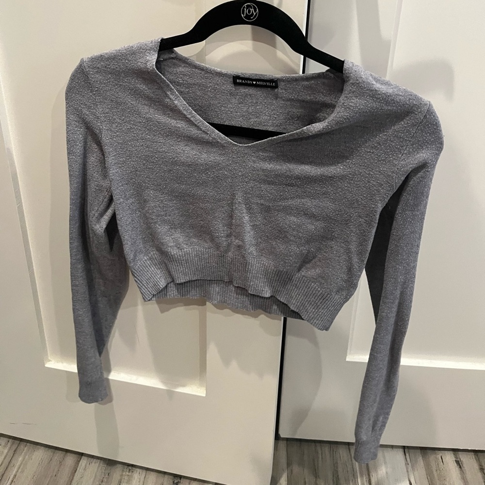 Cropped long sleeve brandy shirt